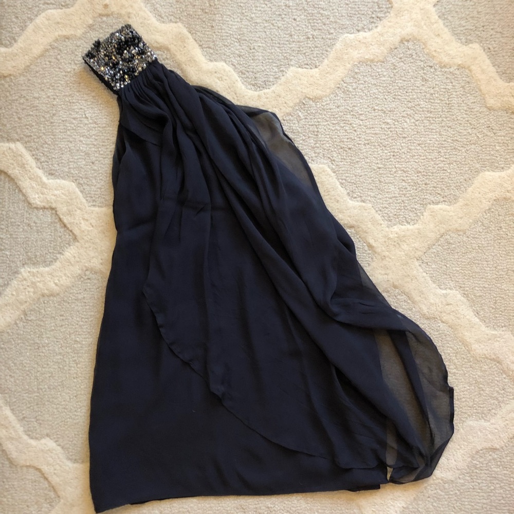 French Connection Draped One Strap Beaded Dress